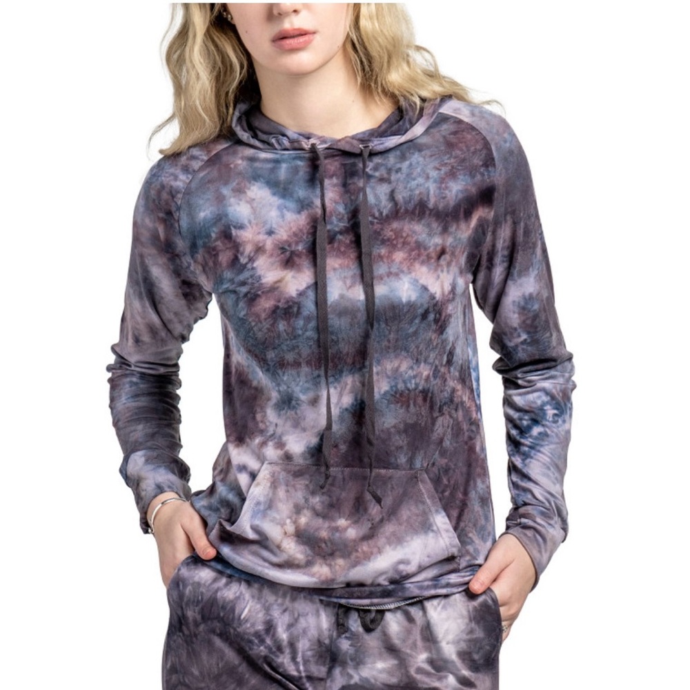 Hello Mello Tie-Dye Hoodie and Joggers Set NEW Purple
